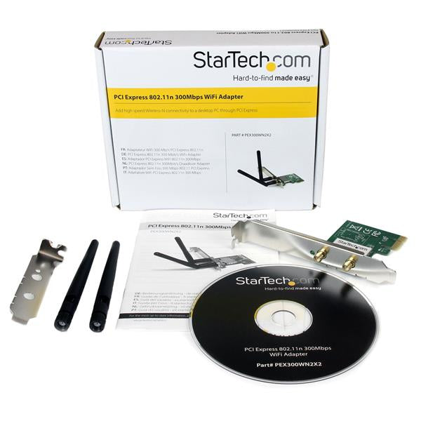 StarTech.com Adaptador Tarjeta PCI Express PCIe de Red Inalámbrica Wireless WiFi N 802.11b/g/n 300Mbps 2T2R Tarjetas de