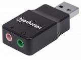 152754 - Manhattan Adaptador de Sonido Estéreo USB de Alta Velocidad Cable USB-A 2 x 3.5 mm Macho Hembra