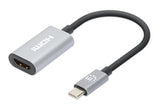 153973 - Manhattan Cable USB-C a HDMI, 4K@60Hz + USB 5 Gbps (USB 3.2 Gen1 / USB 3.0), 11 cm, macho a macho, negro/plata, 3 años de garantía Cable Derecho Derecho 0,11 m USB Tipo C