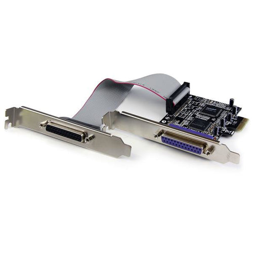 StarTech.com Adaptador Tarjeta PCI-Express PCIe Paralelo de 2 Puertos DB25 IEEE1284 - SPP EPP ECP Bracket Perfil Bajo Ta
