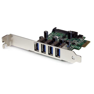 StarTech.com Tarjeta Adaptador PCI Express PCI-E USB 3.0 con UASP de 4 Puertos - Alimentación SATA tarjetas y adaptadores de interfaz PCIe USB 3.2 Gen 1 (3.1 Gen 1) PCIe 2.0 4