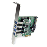 StarTech.com Tarjeta Adaptador PCI Express PCI-E USB 3.0 con UASP de 4 Puertos - Alimentación SATA tarjetas y adaptadores de interfaz PCIe USB 3.2 Gen 1 (3.1 Gen 1) PCIe 2.0 4