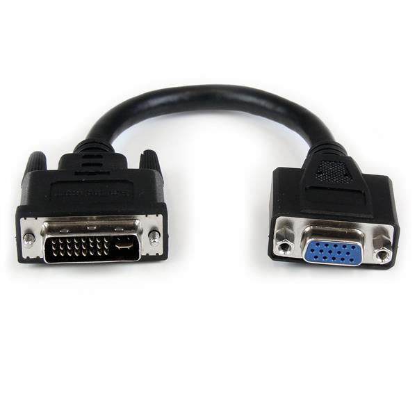 StarTech.com Adaptador Conversor de 20cm DVI-I a VGA - DVI-I Macho - HD15 Hembra - Cable Convertidor Negro Cable Níquel 0,203 m DVI-I VGA