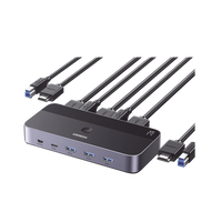Ugreen 15707 interruptor KVM Negro, Gris