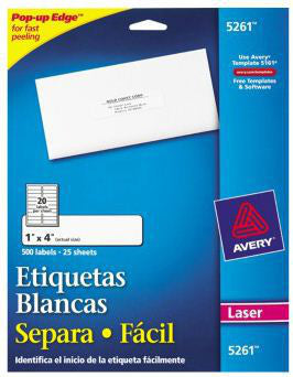 Avery 5261 etiqueta autoadhesiva Blanco 500 pieza(s)