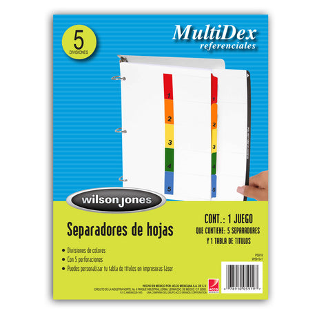Acco P5919 divisor 5 pieza(s), 216 x 279mm | Divisores