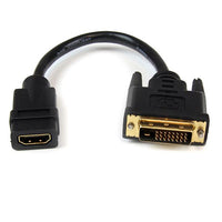 StarTech.com Adaptador de 20cm HDMI a DVI - DVI-D Macho - HDMI Hembra - Cable Conversor de Vídeo - Negro Cable Derecho Derecho Oro 0,203 m