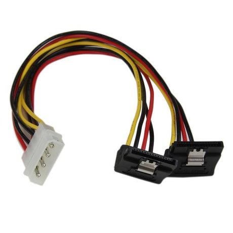 StarTech.com Adaptador Cable 30cm Divisor de 4 Pines LP4 a Doble SATA en Ángulo Derecho Cierre Seguridad Cables de alime