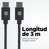 Manhattan Cable USB-C a USB-C, 3 m, macho a macho, 480 Mbps (USB 2.0), negro, garantía de por vida, equivalente a USB2CC3M Cable USB 2.0 USB C USB C Macho
