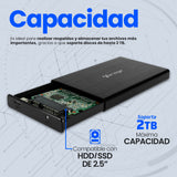 Vorago HDD-202 caja para disco duro externo Cubierta de disco duro/SSD Negro 2.5", SATA, 10 Gbit/s, Conexión USB