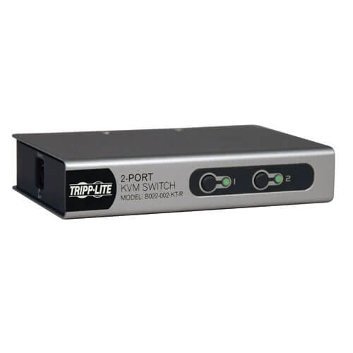 Tripp Lite B022-002-KT-R KVM de Escritorio de 2 Puertos con 2 Juegos de Cable para KVM (PS2), Plata