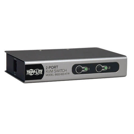Tripp Lite B022-002-KT-R KVM de Escritorio de 2 Puertos con 2 Juegos de Cable para KVM (PS2), Plata