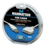 Manhattan Cable iLynk USB para iPod / iPhone Cable Blanco 1,2 m USB A Apple 30-pin