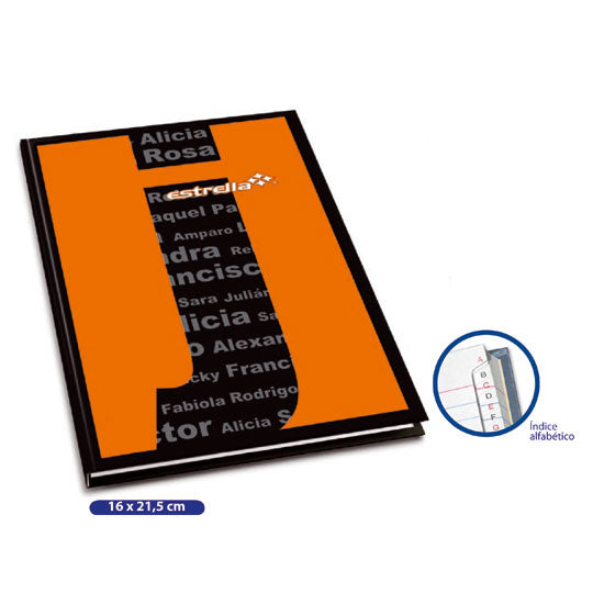 Estrella 213 cuaderno y block 240 hojas Negro, Naranja
