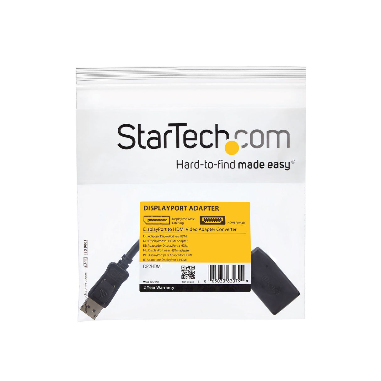 StarTech.com Adaptador de Vídeo DisplayPort a HDMI - Conversor DP - 1920x1200 - Pasivo Cable Derecho Derecho 0,24 m HDMI tipo A (Estándar)