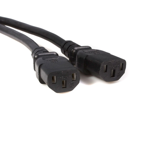 StarTech.com Cable de 3m de Extensión de Alimentación, C14 a 2x C13, 13A 250V, 16AWG, Alargador de Cable de Corriente de