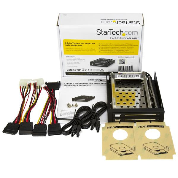 StarTech.com Rack Móvil Backplane de 2 Discos Duros HDD SATA 2,5" Pulgadas sin Bandeja Bahía 3,5" Paneles acce