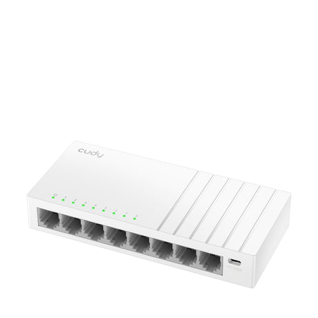 Cudy FS108D dispositivo de redes Fast Ethernet (10/100) Blanco, Bidireccional completo (Full duplex)