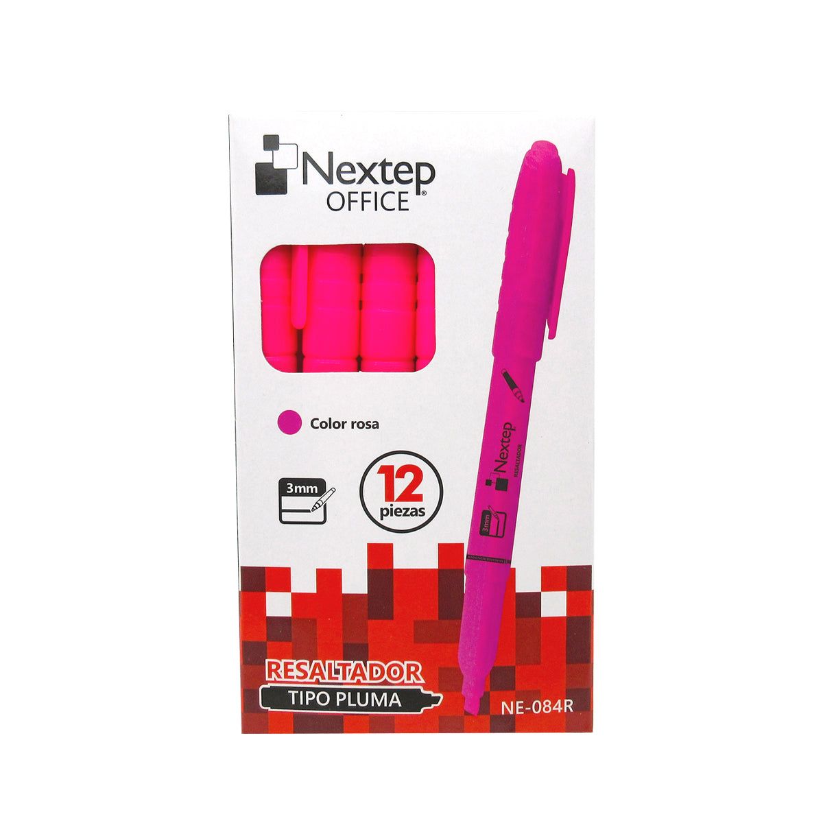 Nextep NE-084R marcador 12 pieza(s) Punta de cincel Rosa