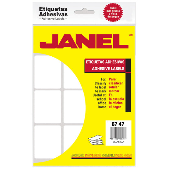 Janel 1006747100 etiqueta autoadhesiva Blanco 180 pieza(s)