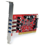 StarTech.com Tarjeta Adaptador PCI USB 3.0 (5Gbps) SuperSpeed 4 Puertos Con Alimentación SATA LP4 - Hub Concentrador Int