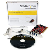 StarTech.com Tarjeta Adaptador PCI USB 3.0 (5Gbps) SuperSpeed 4 Puertos Con Alimentación SATA LP4 - Hub Concentrador Int