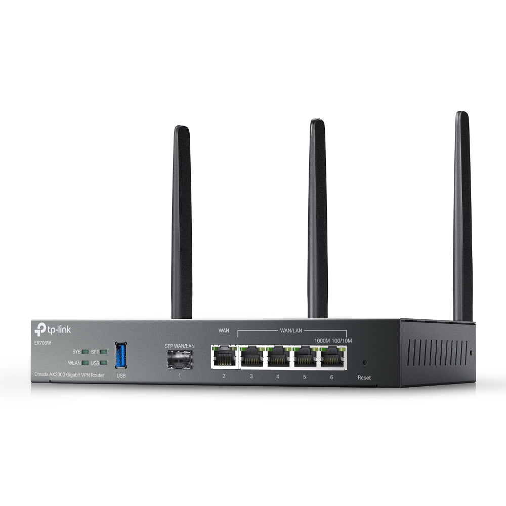 TP-Link Omada ER706W router inalámbrico Gigabit Ethernet Doble banda (2,4 GHz / 5 GHz) Negro, Enrutador de escritorio / poste