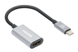 Manhattan Cable USB-C a HDMI, 4K@60Hz + USB 5 Gbps (USB 3.2 Gen1 / USB 3.0), 11 cm, macho a macho, negro/plata, 3 años de garantía Cable Derecho Derecho 0,11 m USB Tipo C