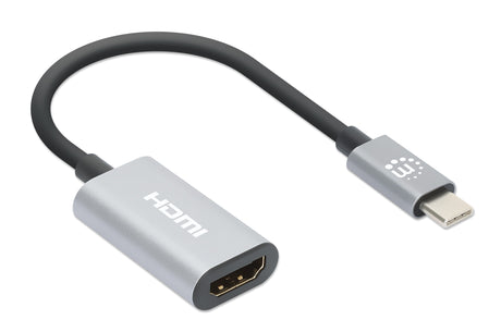 Manhattan Cable USB-C a HDMI, 4K@60Hz + USB 5 Gbps (USB 3.2 Gen1 / USB 3.0), 11 cm, macho a macho, negro/plata, 3 años de garantía Cable Derecho Derecho 0,11 m USB Tipo C