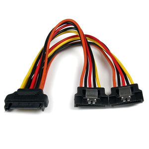 StarTech.com Cable 0,15m Adaptador Bifurcador Divisor Splitter Alimentación SATA Latching Cierre Pestillo - 2x Hembra Cable 0,15 m SATA de 15 pines 2 x SATA de 15 pines Macho
