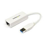 StarTech.com Adaptador Tarjeta de Red Externa NIC USB 3.0 a Ethernet Gigabit de 1 Puerto - 1x RJ45 Hembra - 1x USBA - 10/100/1000 - Adaptador LAN Externo - Blanco tarjetas de red Alámbrico USB Ethernet 1