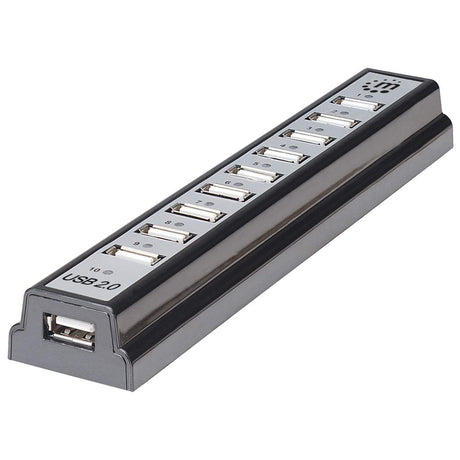 Manhattan Hub USB-A de sobremesa de 10 puertos, 10x USB-A, 480 Mbps (USB 2.0), Funciona por USB o con fuente de alimentación externa (no incluida) para mayor potencia en los dispositivos conectados hubs de interfaz USB 2.0 USB 2.0 10 10