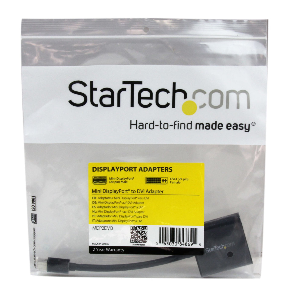 StarTech.com Adaptador de Vídeo Mini DisplayPort a DVI - Cable Conversor Convertidor DP - 1920x1200 - Pasivo Cable Derecho Derecho 0,13 m Mini DisplayPort