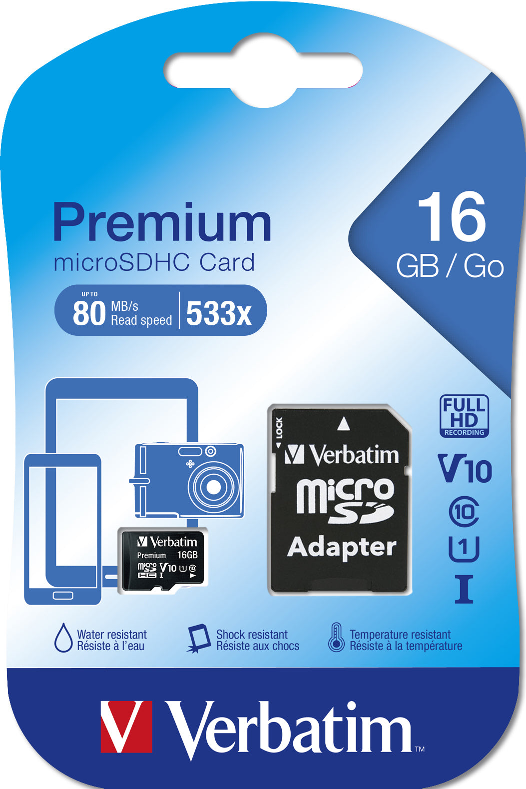 Verbatim Premium Memoria Flash 16 GB MicroSDHC 10 MB/s 10 MB/s