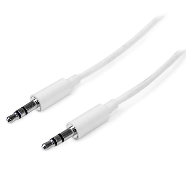 StarTech.com Cable de 3 metros Delgado de Audio Estéreo Mini Jack de 3,5mm - Blanco - Macho a Macho Cable 3 m 3,5mm Macho 3,5mm