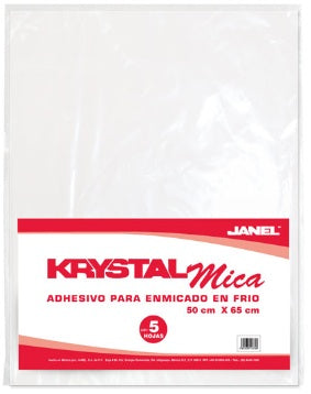 Mica adhesiva 50 cm x 65 cm bolsa con 5