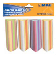 MAE GB-TRILAP4 borrador Azul, Verde, Rosa, Blanco, Amarillo 4 pieza(s)