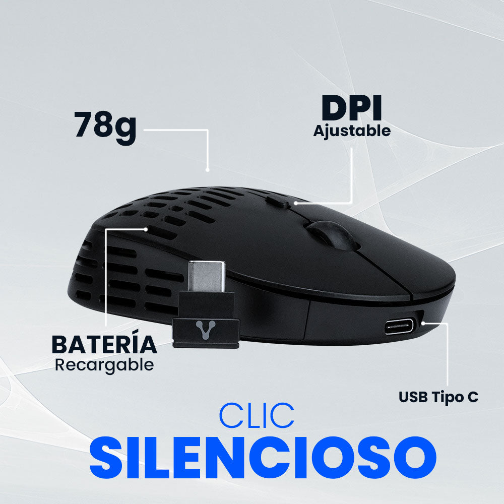 Vorago MO-208 ratón Diestro RF inalámbrico + bluetooth Óptico 2400 DPI, Negro