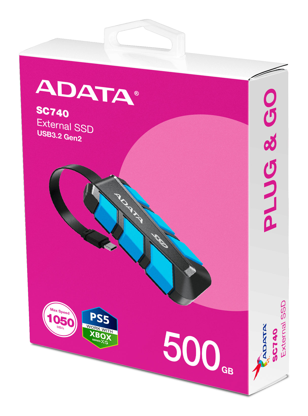 ADATA SC740 unidades externas de estado sólido 500 GB 1050 MB/s 1000 MB/s USB Tipo C
