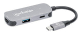 190299 - Manhattan Hub USB-C de 3 puertos ultra compacto, 3x USB-A (1x 5 Gbps USB 3.0 + 2x 480 Mbps USB 2.0),