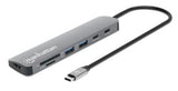 190442 - Manhattan Dock/hub USB-C con lector de tarjetas, puertos (5): HDMI, 2x USB-A y 2x USB-C, con Power D