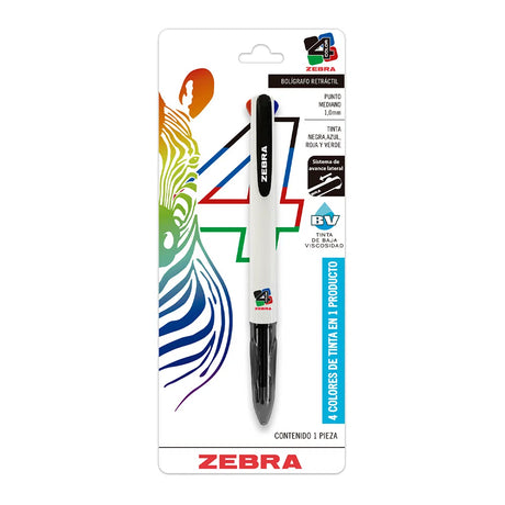 Bolígrafo Zebra 4 Color Retráctil Multifuncional Mediano FullOffice.com