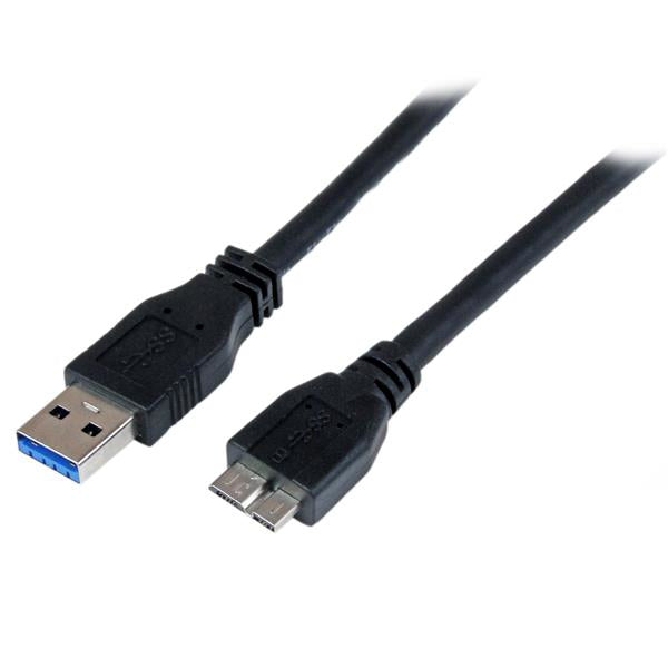 StarTech.com Cable Certificado 1m USB 3.0 Super Speed SS Micro USB B Macho a USB A Macho Adaptador - Negro, USB 3.2 Gen 1 (3.1 Gen 1), 5 Gbit/s