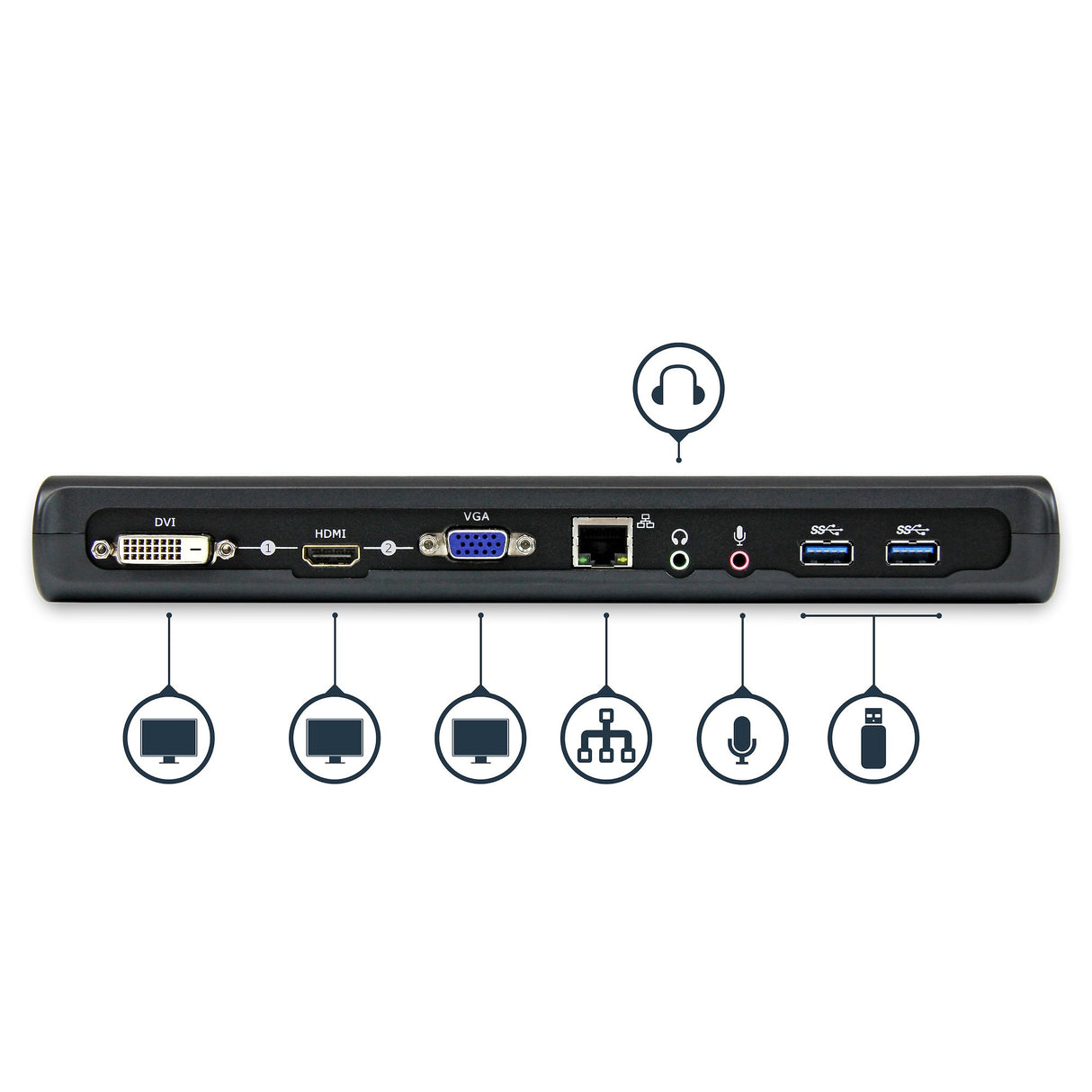 StarTech.com Docking Station USB 3.0 de 2 Monitores para Portátil - HDMI/DVI/VGA - Hub Ladrón 3x USB-A - GbE - Audio - Replicador de Puertos Universal USB-A - Win/macOS/ChromeOS - TAA Laptop Alámbrico USB 3.2 Gen 1 (3.1 Gen 1) Type-B 3 1