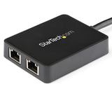 StarTech.com Adaptador Tarjeta de Red NIC Externa USB 3.0 2 Puertos Gigabit Ethernet RJ45 y Puerto USB tarjetas de red Alámbrico USB Ethernet 2