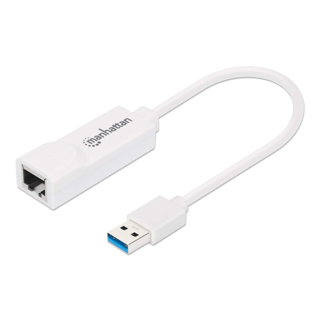 Manhattan Adaptador de red Gigabit USB-A, 10/100/1000 Mbps, 5 Gbps (USB 3.2 Gen1 / USB 3.0), Ethernet RJ45, blanco, 3 años de garantía, equivalente a USB31000SW tarjetas de red Alámbrico USB Ethernet 1