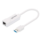 Manhattan Adaptador de red Gigabit USB-A, 10/100/1000 Mbps, 5 Gbps (USB 3.2 Gen1 / USB 3.0), Ethernet RJ45, blanco, 3 años de garantía, equivalente a USB31000SW tarjetas de red Alámbrico USB Ethernet 1