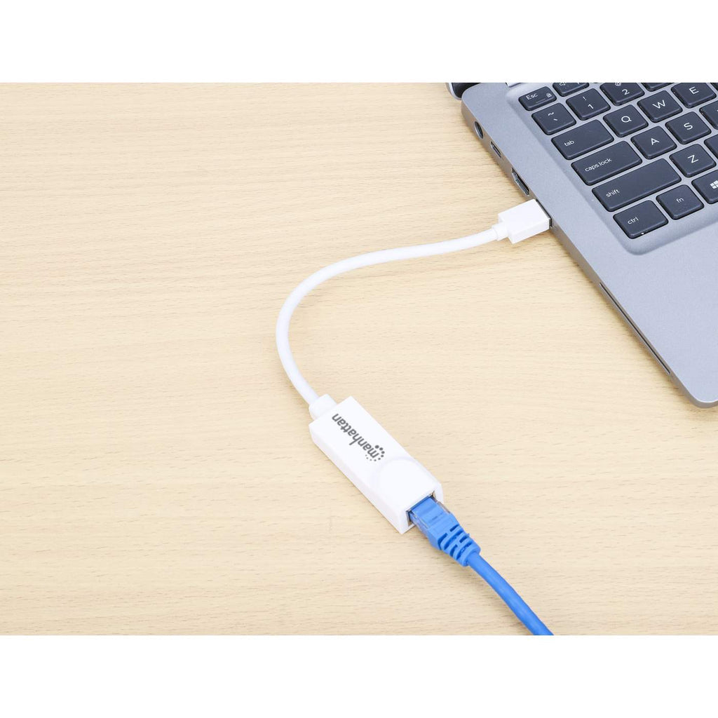 Manhattan Adaptador de red Gigabit USB-A, 10/100/1000 Mbps, 5 Gbps (USB 3.2 Gen1 / USB 3.0), Ethernet RJ45, blanco, 3 años de garantía, equivalente a USB31000SW tarjetas de red Alámbrico USB Ethernet 1