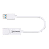Manhattan Adaptador de red Gigabit USB-A, 10/100/1000 Mbps, 5 Gbps (USB 3.2 Gen1 / USB 3.0), Ethernet RJ45, blanco, 3 años de garantía, equivalente a USB31000SW tarjetas de red Alámbrico USB Ethernet 1