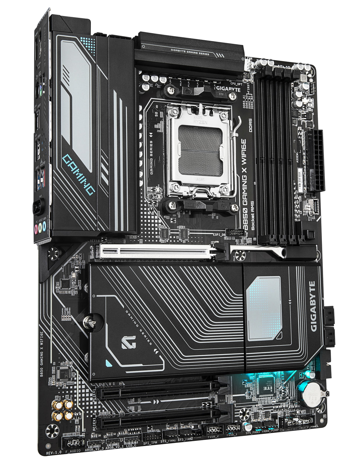GIGABYTE B850 GAMING X WIFI6E Placa Base - Procesadores AMD Ryzen Serie 9000, VRM digital de 12+2+2 fases, hasta 8200MHz DDR5 (OC), 1xPCIe 5.0 + 2xPCIe 4.0 M.2, LAN 2.5G, WIFI 6E, USB 3.2 Gen 2x2 placas base AMD Zócalo AM5 Zócalo AM5 DDR5-SDRAM
